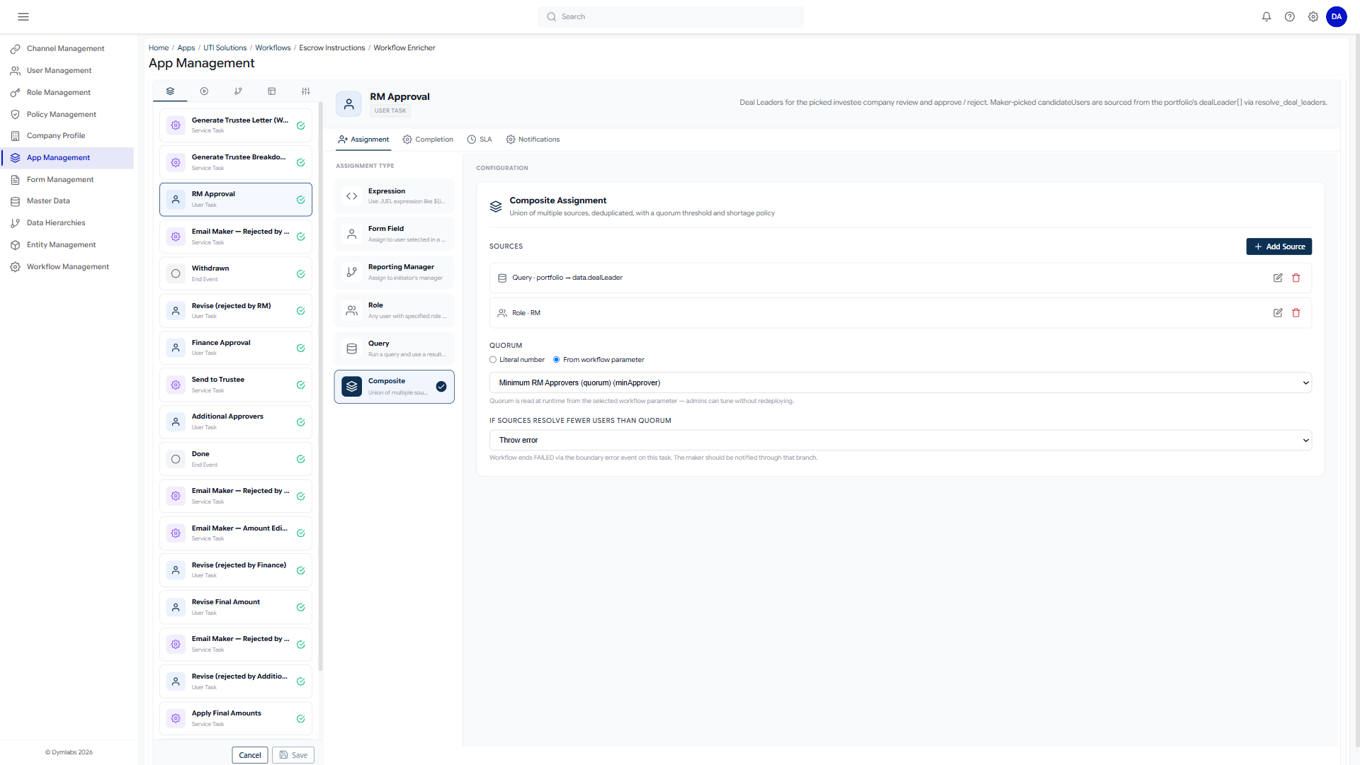 Workflow enricher — committee assignment & quorum